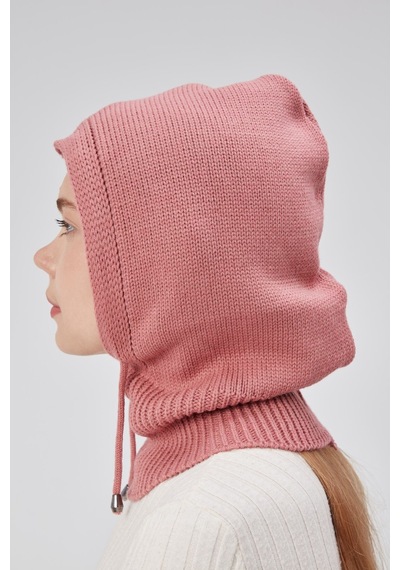 Derikem Lüks Kadın Kışlık Balaclava Triko Örme Başlık Pembe