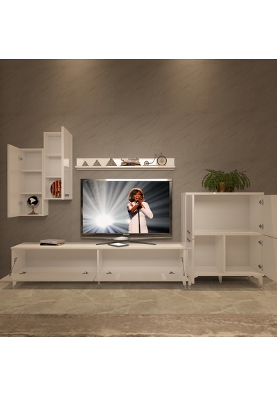 Decoraktiv Eko 6 Slm Std Silver Tv Ünitesi Tv Sehpası Beyaz
