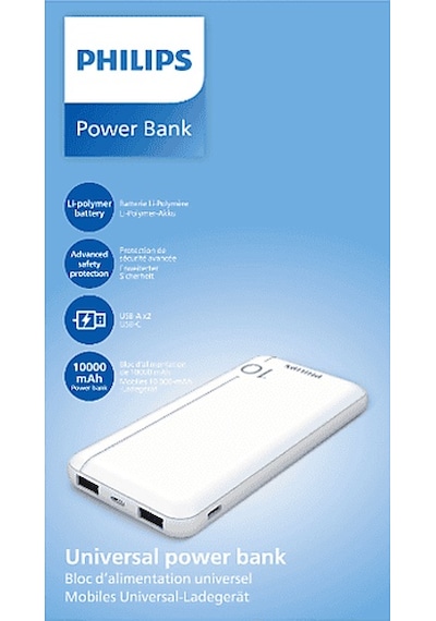 Philips DLP1810CW 10.000 Mah 2XUSB-A 2.1A USB-C Çıkış Powerbank