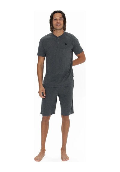 U.s. Polo Assn. Erkek 3'lü Düğmeli Pijama Takımı Antrasit M