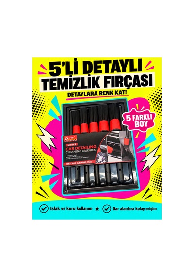 5 Li Detaylı Temizlik Fırçası Seti Araç İçi Ve Dışı Oto Bakım