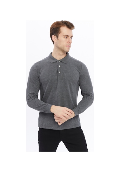 Uniprom Erkek Uzun Kollu Polo Yaka Pamuk Tişört Uzun Kollu T Shirt Antrasit Melanj Antrasit Melanj