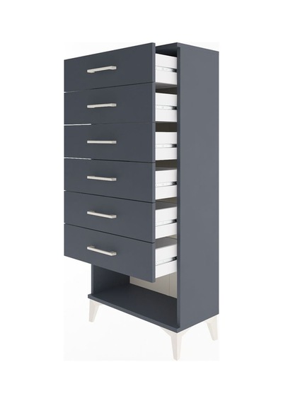 Arges Dolap 6 Çekmeceli 60x30x134 Antrasit-antrasit Antrasit