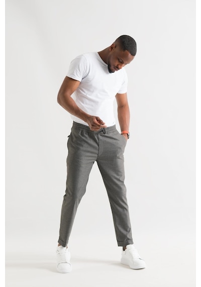 Slimfit Kapamasız Çizgili Beli Lastikli İplikli Duble Ve Dar Paça Erkek Jogger Pantolon 001