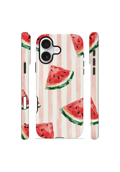 Apple iPhone Uyumlu 16 Vorian Çift Katmanlı Kılıf Watermelon Blush Stripe