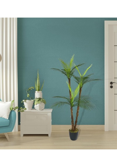 Yapay Ağaç Areka Palmiye 3Katlı 3 Dal 18 Yaprak 130cm Salon Çiçeğ