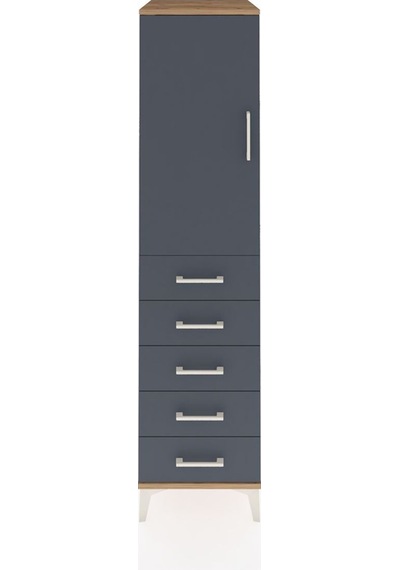 Kronos Dolap 2 Raflı 5 Çekmeceli Tek Kapaklı 44x59x182 Çam-antrasit Atlas Çam