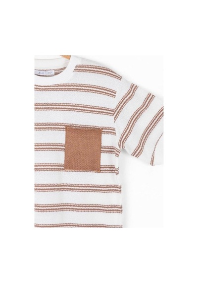 Nk Kids Çocuk Çizgili Triko Cepli T-shirt-14003-kahverengi Kahverengi