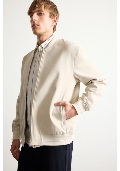 Defacto Slim Fit Bomber Yaka Fermuarlı Mont H1540ax26auer37 Ekru-er37