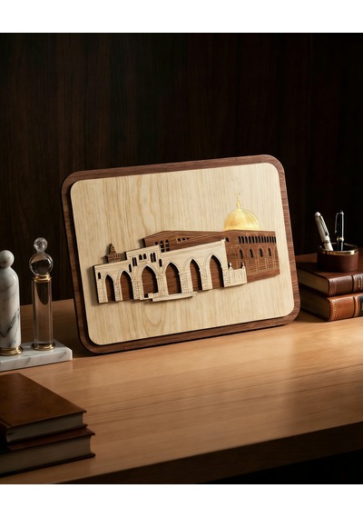 Zaytoon Kudüs Mescid-i Aksa Ahşap Duvar Tablosu Dekoratif Kıble Camii Ahşap Duvar Dekoru P00024