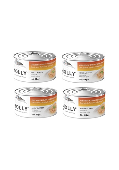 Molly Tavuklu Ve Balkabaklı Sos İçinde Yetişkin Kedi Konservesi 85 Gr. X 4 Adet