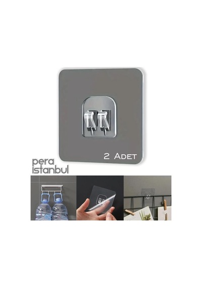 2 Adet Süper Güçlü Şeffaf Çerçeve Askısı Lekesiz Duvar Yapışkanı Mutfak Banyo Raf Tutucu Aksesuarı 45312125
