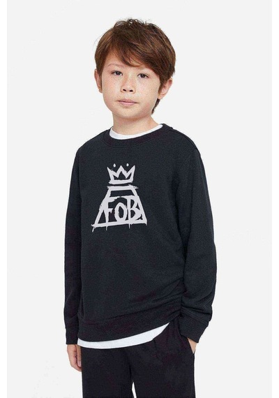 Tshirthane Fall Out Boy Chicago Baskılı Unisex Çocuk Siyah Sweatshirt Siyah
