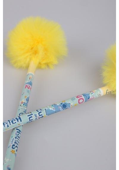 X Dekomus Lisanslı Stitch Özel Seri 2 Adet Fluffy Pop Collection Ponponlu Kurşun Kalem "dekomus Cep Defteri Hediyeli" 124-Pembe
