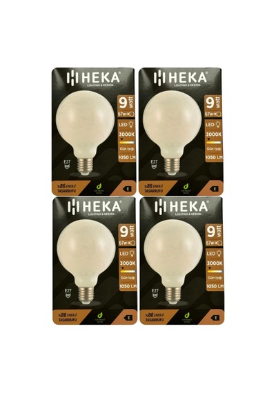 Tr Led Ampul, 9w 67w , 3000k Sarı Işık, E27 Duy, G95 Glop, 4 Adet Diğer
