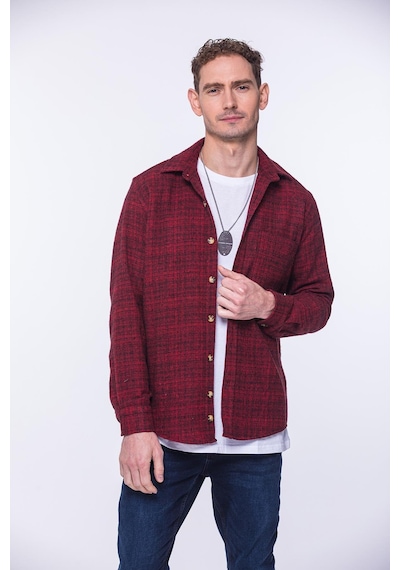 Oversize Oduncu Yumuşak Dokulu %100 Cotton Hediye Kutulu Erkek Gömlek Fs-002168 - Kırmızı-1746