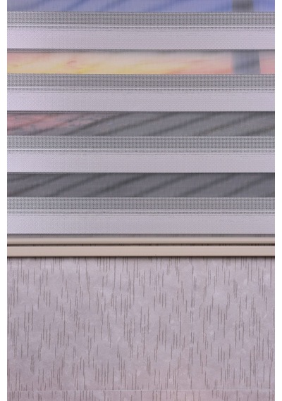 Açık Gri Kendinden Desenli Etek Dilimsiz Ds11747 V3 Zebra Stor Güneşlik Perde