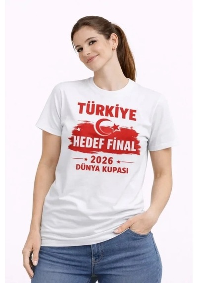 Valensdesign Türkiye Baskılı Tişört Ay Yıldız 2026 Dünya Kupası Taraftar Forma T-shirt - Beyaz