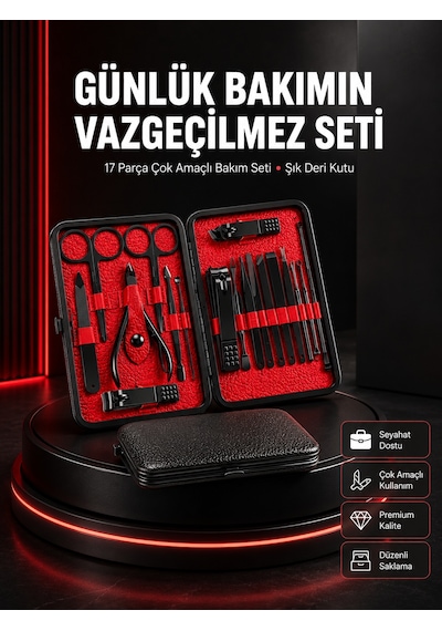 17 Parçalık Profesyonel Manikür Seti Paslanmaz Çelik Yeni Nesil - Lisinya