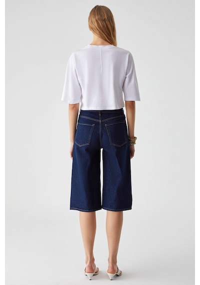 ETHIQUET QEFKOP Kadın %100 Pamuk Bisiklet Yaka Oversize Beyaz T-Shirt