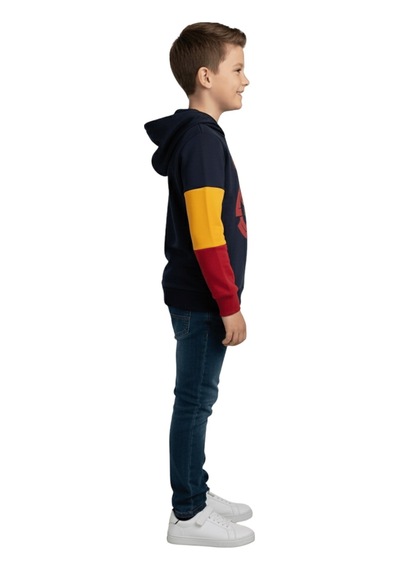 Gsstore Galatasaray Lisanslı Logo Siyah Kapüşonlu Çocuk Sweat Bayrak Kırmızı - Siyah