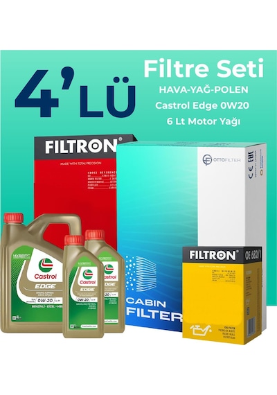 Filtron Volvo Xc60 2.0 Dizel D4 Filtre Bakım Seti Castrol Motor Yağlı (2017-2019) 4 Lü