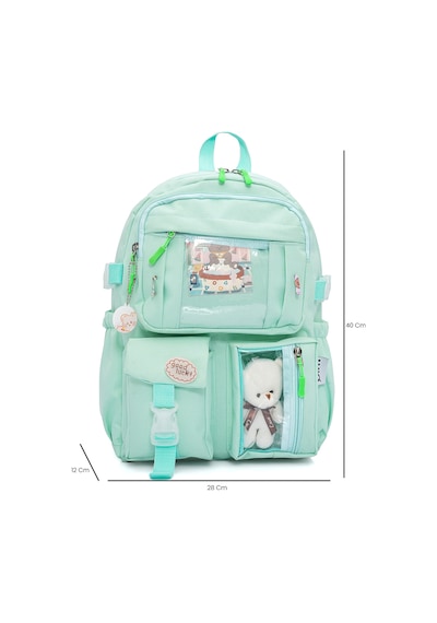 Wia Kawaii Kore Tarzı Ayıcıklı İlkokul Ve Beslenme Çantası Yeşil