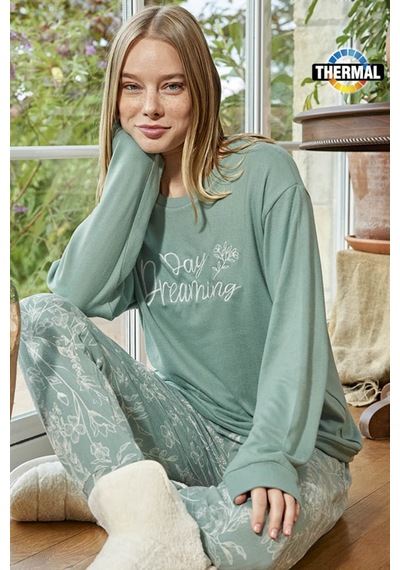 Aydoğan Kadın Termal Uzun Kol Pijama Takımı 30009 Mint Mint