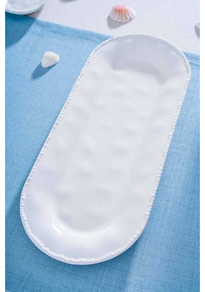 Milano Oval Kayık Tabak - 40 Cm Beyaz