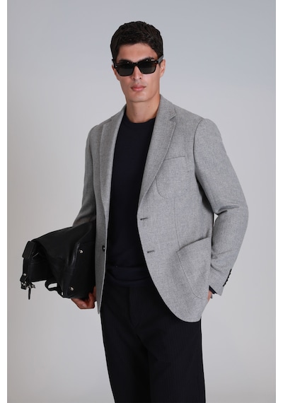 Lufian Daniel Spor Erkek Blazer Ceket Slim Fit Açık Gri Açık Gri 112140208100180 Açık Gri