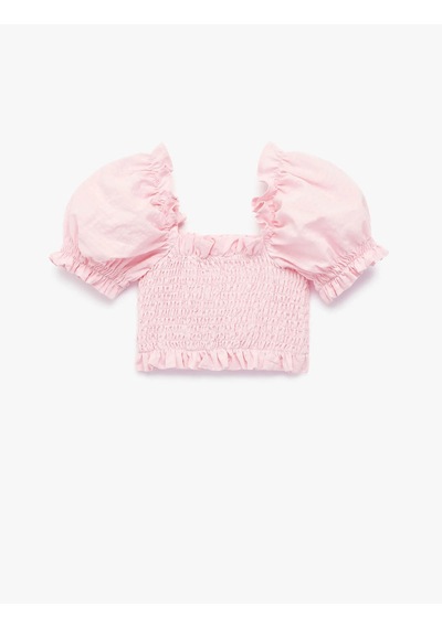 Koton Gipeli Balon Kollu Crop Pembe Kız Bebek Bluz 6smg60041aw Pembe
