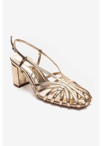 Luvishoes Wılda Altın Kadın Kalın Topuklu Ayakkabı