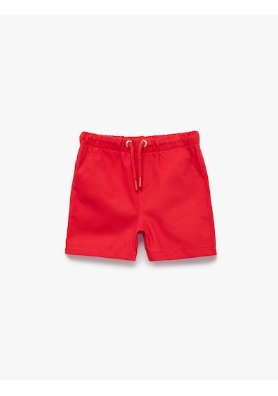 Koton Pamuklu Beli Bağcıklı Basic Gabardin Şort Kırmızı 6smb40072tw
