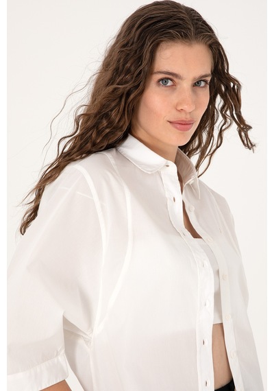 U.s. Polo Assn. Kadın Beyaz Gömlek Desenli 50299459-vr013 Beyaz