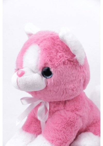 Peluş Oyuncak Oturan Kedi Çift Renkli 30 Cm Pembe - Beyaz