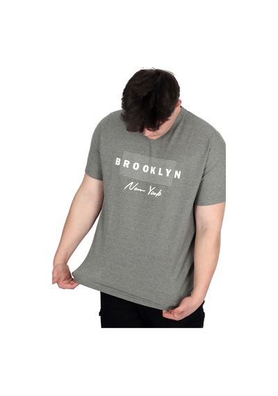 Mode Xl Büyük Beden Erkek Tişört Baskılı Brooklyn Waffle U25002 Haki Haki