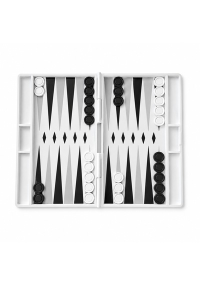 Katlanabilir Tavla Seti 25x20 Cm Seyahat Tavlası Taşınabilir Masa Oyunu Siyah Beyaz Modern Tasarım