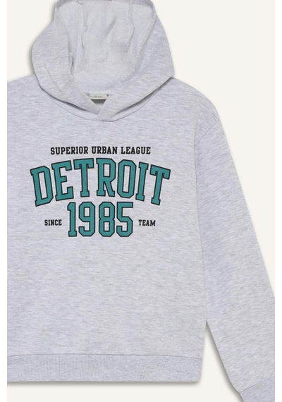 Defacto Kapüşonlu Baskılı Gri Erkek Çocuk Sweatshirt F2846a8/gr400 Gri