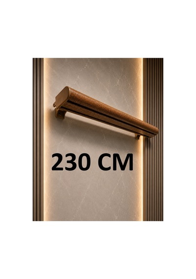 Meşe Dekoratif Ray 2 Kanallı Dekoratif Ahşap Desenli Metal Perde Kornişi Meşedeko230cm - 849479350 Meşedeko230cm