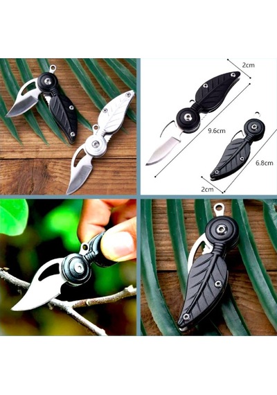 Omeniv Tüy Yaprak Form Mini Kamp Çakı Kamp Bıçak Anahtarlık Outdoor Siyah
