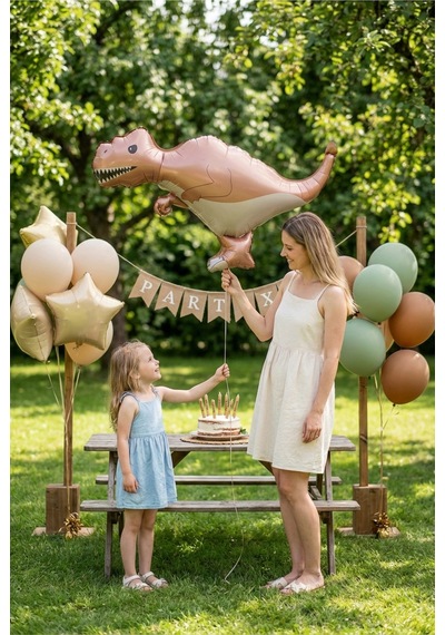 Mat Kahverengi T-rex Retro Dinozor Folyo Balon 64x40 Cm Dinozor Temalı Çocuk Doğum Günü Parti Süsü Çok Renkli