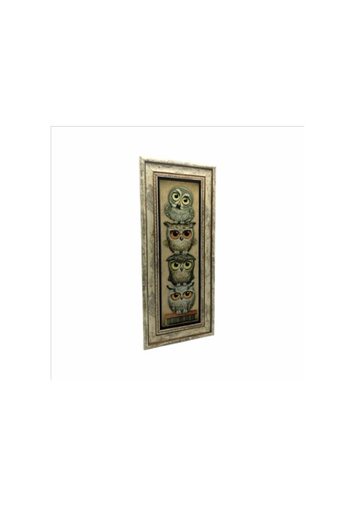 Sevimli Baykuşlar Baskılı Taş Tablo 20x46