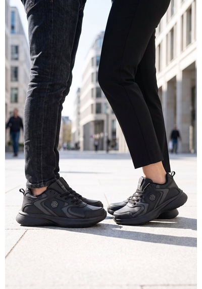 X-step Bağcıklı Hafif Rahat Siyah Unisex Yürüyüş Ve Spor Ayakkabı Sneaker 2032 G Siyah-siyah
