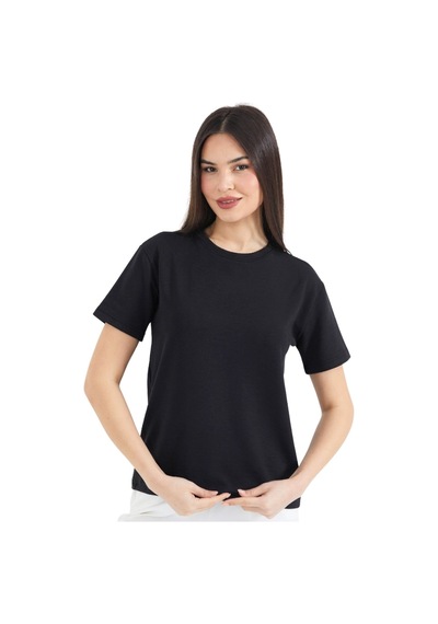 Thiff Gymwear Kadın Modal Kumaş Kısa Kolu Basic Tişört Siyah