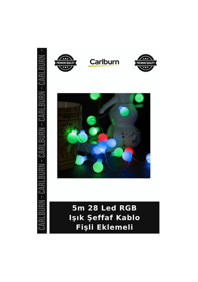 Özel Üretim Dekoratif Aydınlatma Yılbaşı Süsü Renkli 5m 28 Led Rgb Işık Şeffaf Kablo Fişli Eklemeli