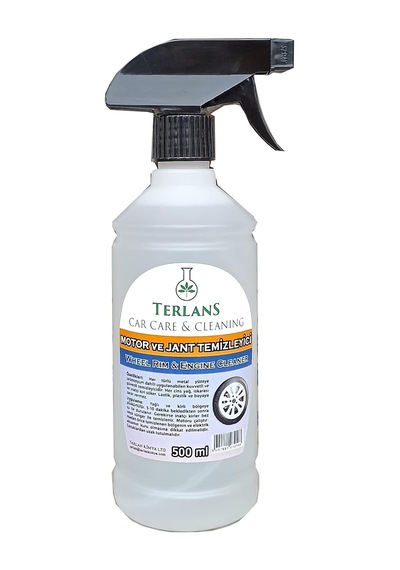 Terlans Motor Ve Jant Temizleyici 500 Ml + Uygulama Süngeri / Güçlü Yağ & Gres Çözücü Sprey / Rim Cleaner & Eng