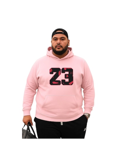 Benroma 3 İplik Penye 23 Baskılı Büyük Beden Sweatshırt Pembe