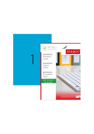 Tanex Tw-2000 210X297MM X100 Adet Mavi Pastel Etiket X5 Paket