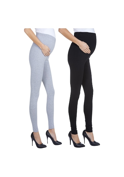 Luvmabelly Myra8001 8009 Beli Ayarlanabilir Hamile Tayt Seti-gri - Siyah