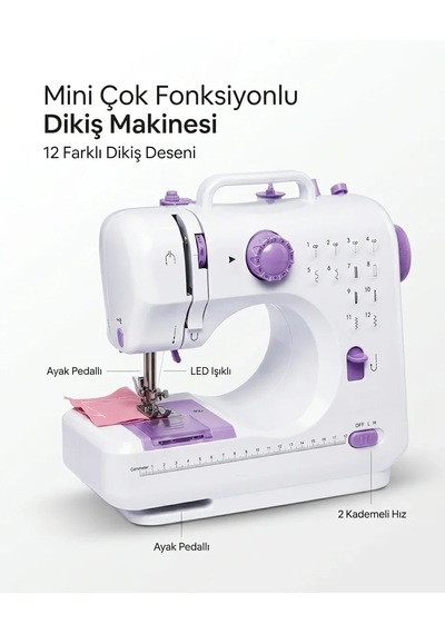 12 Farklı Dikiş Desenli Mini Dikiş Makinesi Diğer
